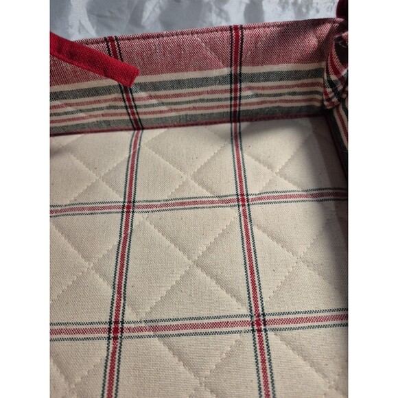 Park Designs Fabric Basket Or Liner Red/Green/Cream Plaid 8 x 8 - Picture 9 of 11